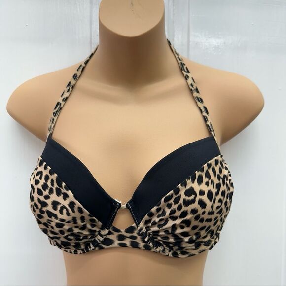 Victoria's Secret 4 pc mix match swimsuit black leopard women large 34B 36C - Picture 9 of 15